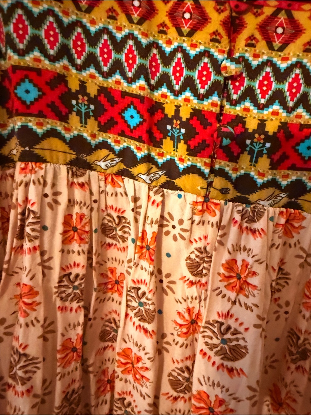 Umgee Boho dress Tunic with southwestern Embroidered Yoke - Picture 5 of 10